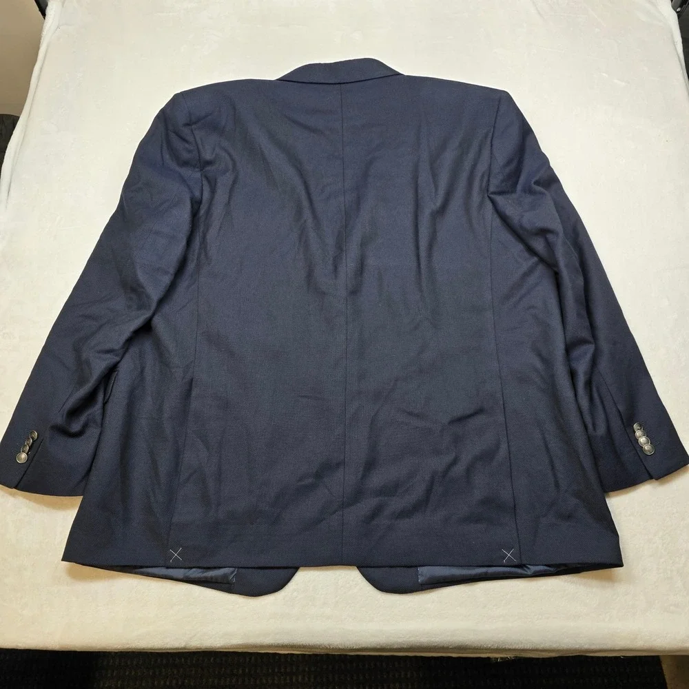 Joseph Abboud Sport Coat Mens 52L 52 Navy Blue Birdseye Blazer Exec‎ Fit Wool